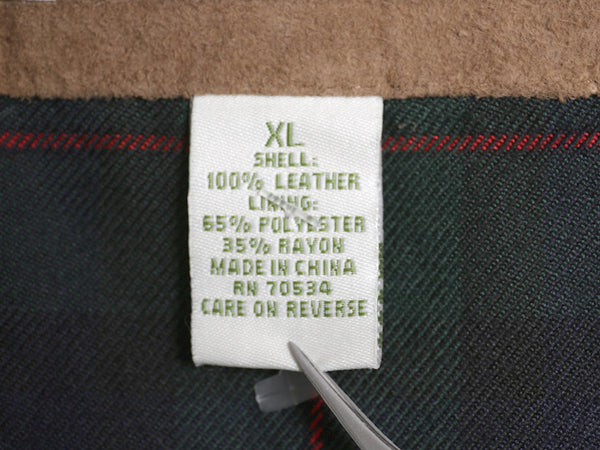 デッドストック 00s オービス 本革 スウェード レザー ベスト メンズ XL / オールド フルジップ チェック ライナー 重ね着 大きいサイズ 茶