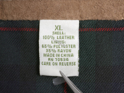 デッドストック 00s オービス 本革 スウェード レザー ベスト メンズ XL / オールド フルジップ チェック ライナー 重ね着 大きいサイズ 茶