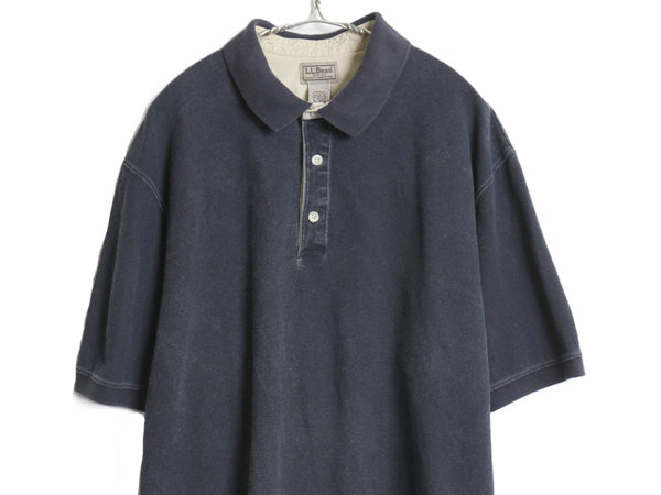 エルエルビーン 鹿の子 半袖 ポロシャツ メンズ XL / 古着 半袖シャツ 無地 コットン カットソー トップス きれいめ ボックス 大きいサイズ