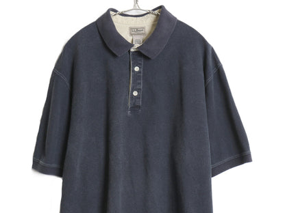 エルエルビーン 鹿の子 半袖 ポロシャツ メンズ XL / 古着 半袖シャツ 無地 コットン カットソー トップス きれいめ ボックス 大きいサイズ