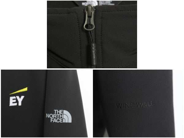 US企画 ノースフェイス WIND WALL ソフトシェル ジャケット メンズ L / アウトドア 防風 ストレッチ ジャンパー フルジップ 企業 ブラック