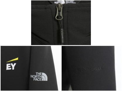 US企画 ノースフェイス WIND WALL ソフトシェル ジャケット メンズ L / アウトドア 防風 ストレッチ ジャンパー フルジップ 企業 ブラック