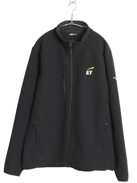 US企画 ノースフェイス WIND WALL ソフトシェル ジャケット メンズ L / アウトドア 防風 ストレッチ ジャンパー フルジップ 企業 ブラック