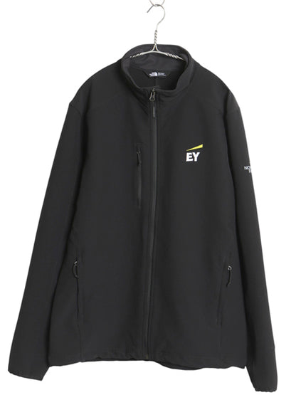 US企画 ノースフェイス WIND WALL ソフトシェル ジャケット メンズ L / アウトドア 防風 ストレッチ ジャンパー フルジップ 企業 ブラック