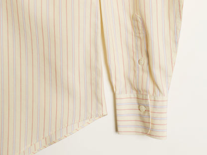 ブルックスブラザーズ ストライプ 長袖 シャツ レディース M 程 CLASSIC FIT コットン ノーアイロン ビジネス 薄手 イエロー マルチカラー