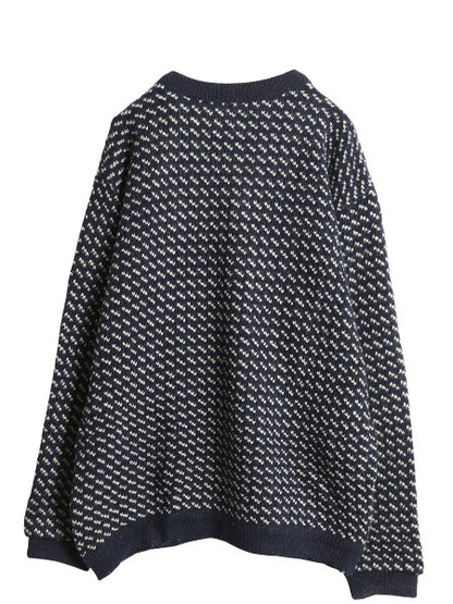 80s ノルウェー製 エルエルビーン バーズアイ ニット セーター メンズ XXL ヴィンテージ ウール ノルディック 総柄 ツートン 大きいサイズ