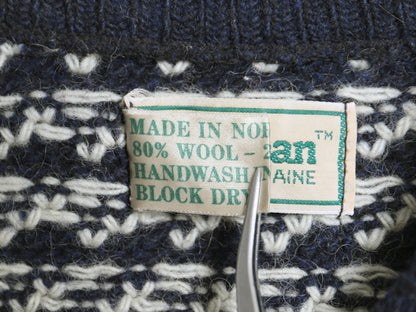 80s ノルウェー製 エルエルビーン バーズアイ ニット セーター メンズ XXL ヴィンテージ ウール ノルディック 総柄 ツートン 大きいサイズ