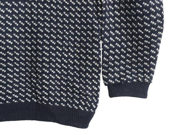 80s ノルウェー製 エルエルビーン バーズアイ ニット セーター メンズ XXL ヴィンテージ ウール ノルディック 総柄 ツートン 大きいサイズ