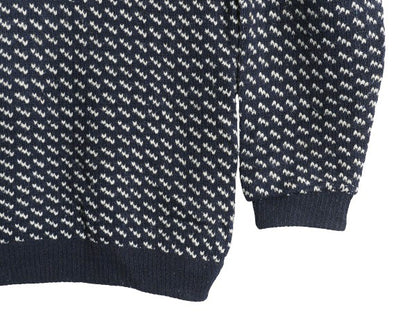 80s ノルウェー製 エルエルビーン バーズアイ ニット セーター メンズ XXL ヴィンテージ ウール ノルディック 総柄 ツートン 大きいサイズ