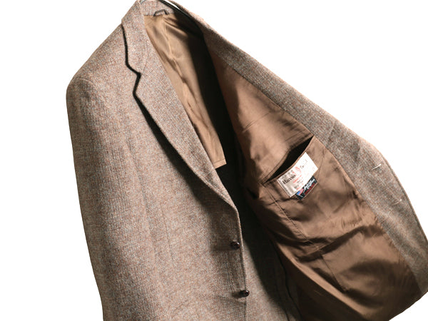 80s USA製 ハリスツイード テーラード ジャケット メンズ M 程/ 旧タグ ヴィンテージ ブレザー ツイード ウール トラッド シンプル 2ボタン