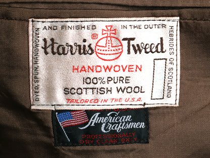 80s USA製 ハリスツイード テーラード ジャケット メンズ M 程/ 旧タグ ヴィンテージ ブレザー ツイード ウール トラッド シンプル 2ボタン
