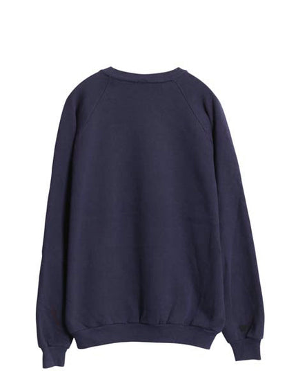 80s USA製 3段 カレッジ プリント スウェット メンズ レディース XL 小さめ ヴィンテージ ジャージーズ トレーナー 裏起毛 クルーネック 紺