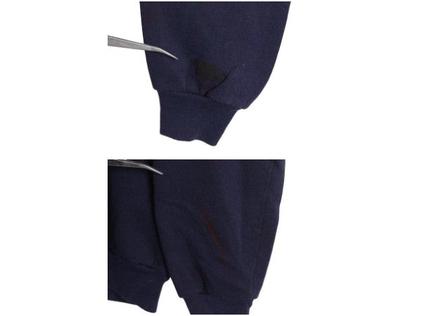 80s USA製 3段 カレッジ プリント スウェット メンズ レディース XL 小さめ ヴィンテージ ジャージーズ トレーナー 裏起毛 クルーネック 紺