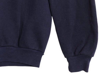 80s USA製 3段 カレッジ プリント スウェット メンズ レディース XL 小さめ ヴィンテージ ジャージーズ トレーナー 裏起毛 クルーネック 紺