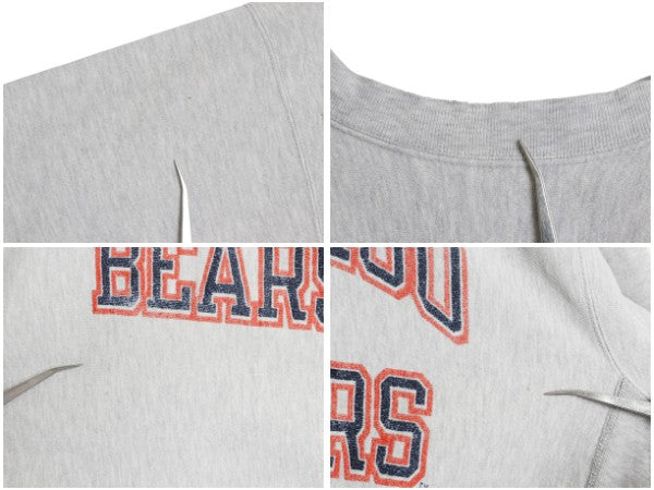 80s USA製 ★ チャンピオン リバースウィーブ 2段 プリント スウェット メンズ XL / ヴィンテージ NFL ベアーズ トレーナー 裏起毛 グレー