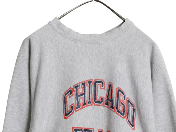 80s USA製 ★ チャンピオン リバースウィーブ 2段 プリント スウェット メンズ XL / ヴィンテージ NFL ベアーズ トレーナー 裏起毛 グレー
