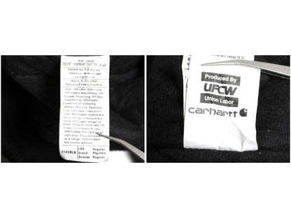 US企画 USA製 カーハート アクティブ ジャケット メンズ L 古着 ワーク ダック フード パーカー 中綿 キルティング ライナー ジャンパー 黒