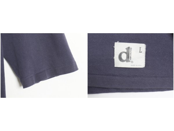 雰囲気系 70s 80s USA製 両面 プリント フットボール Tシャツ メンズ L 古着 ヴィンテージ 七分袖 ロンT シングルステッチ ナンバリング 紺
