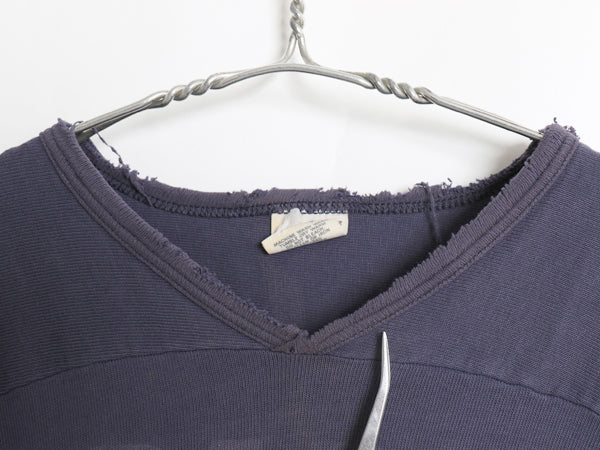 雰囲気系 70s 80s USA製 両面 プリント フットボール Tシャツ メンズ L 古着 ヴィンテージ 七分袖 ロンT シングルステッチ ナンバリング 紺