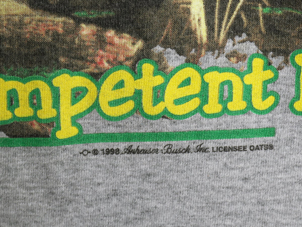 90s ★ バドワイザー カメレオン イラスト プリント Tシャツ メンズ XL 古着 オールド ビール 企業物 当時物 キャラクター アニマル グレー