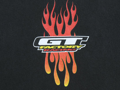 00s GT 全面 プリント 長袖 Tシャツ メンズ XL 企業 オールド ロンT ロングTシャツ ファイヤー 袖プリント レーシング BMX 大きいサイズ 黒