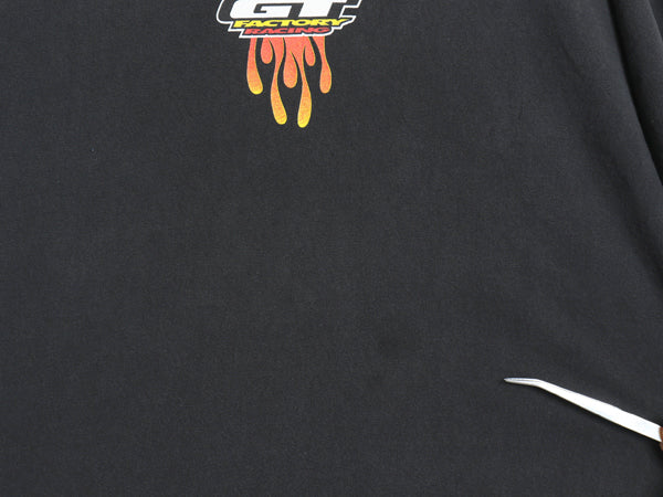 00s GT 全面 プリント 長袖 Tシャツ メンズ XL 企業 オールド ロンT ロングTシャツ ファイヤー 袖プリント レーシング BMX 大きいサイズ 黒