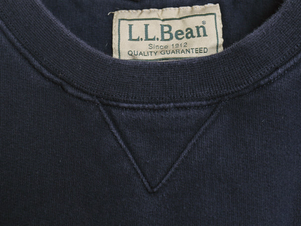 エルエルビーン ロゴ 刺繍 スウェット メンズ XL / アウトドア トレーナー クルーネック 裏起毛 前V ヘビーウェイト 大きいサイズ ネイビー