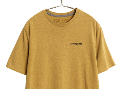 パタゴニア 両面 プリント 半袖 Tシャツ メンズ S 21年製 アウトドア P6 ボックスロゴ バックプリント カットソー クルーネック マスタード