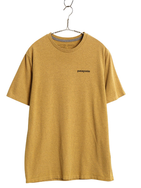 パタゴニア 両面 プリント 半袖 Tシャツ メンズ S 21年製 アウトドア P6 ボックスロゴ バックプリント カットソー クルーネック マスタード