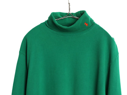 90s ポロ ラルフローレン タートルネック 長袖Tシャツ メンズ XL 古着 オールド ロンT スムース ストレッチ コットン 無地 大きいサイズ 緑