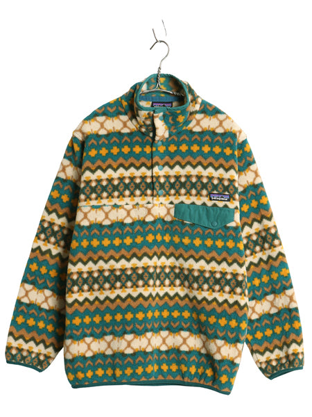 パタゴニア 総柄 シンチラ スナップT メンズ XS 15年製 プルオーバー フリース ジャケット ブルゾン ジャンパー ハイネック マルチカラー 