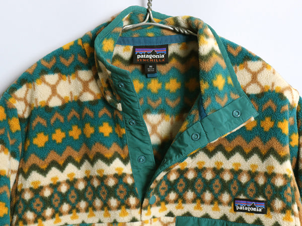パタゴニア 総柄 シンチラ スナップT メンズ XS 15年製 プルオーバー フリース ジャケット ブルゾン ジャンパー ハイネック マルチカラー 