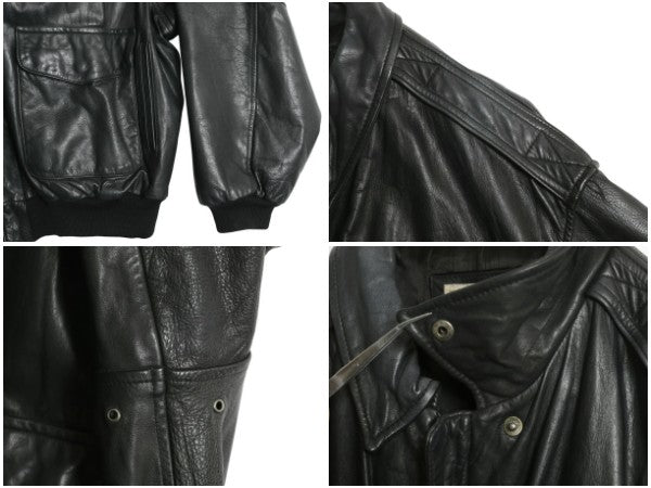 80s ★ バナナリパブリック A-2 タイプ 本革 レザー フライト ジャケット 46 メンズ XL 程 古着 ヴィンテージ 旧タグ 革ジャン ボンバー 黒