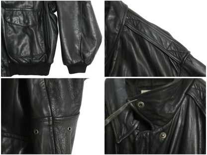 80s ★ バナナリパブリック A-2 タイプ 本革 レザー フライト ジャケット 46 メンズ XL 程 古着 ヴィンテージ 旧タグ 革ジャン ボンバー 黒