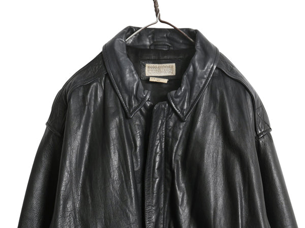 80s ★ バナナリパブリック A-2 タイプ 本革 レザー フライト ジャケット 46 メンズ XL 程 古着 ヴィンテージ 旧タグ 革ジャン ボンバー 黒