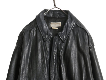 80s ★ バナナリパブリック A-2 タイプ 本革 レザー フライト ジャケット 46 メンズ XL 程 古着 ヴィンテージ 旧タグ 革ジャン ボンバー 黒