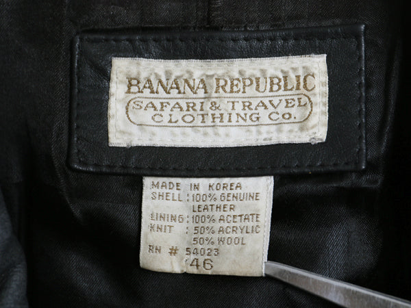 80s ★ バナナリパブリック A-2 タイプ 本革 レザー フライト ジャケット 46 メンズ XL 程 古着 ヴィンテージ 旧タグ 革ジャン ボンバー 黒