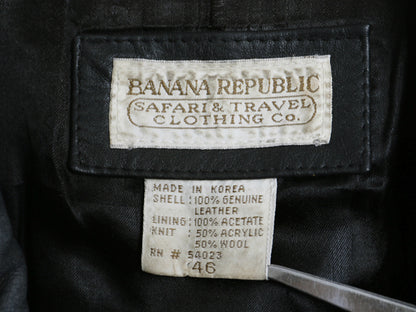 80s ★ バナナリパブリック A-2 タイプ 本革 レザー フライト ジャケット 46 メンズ XL 程 古着 ヴィンテージ 旧タグ 革ジャン ボンバー 黒