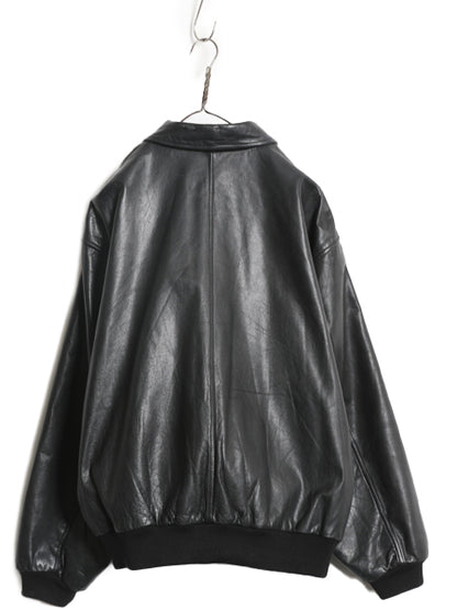 80s ★ バナナリパブリック A-2 タイプ 本革 レザー フライト ジャケット 46 メンズ XL 程 古着 ヴィンテージ 旧タグ 革ジャン ボンバー 黒