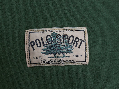 90s ポロ ラルフローレン ヘンリーネック 長袖 Tシャツ メンズ XL / オールド 無地 ロンT ロングスリーブ ヘビーウェイト 大きいサイズ 緑