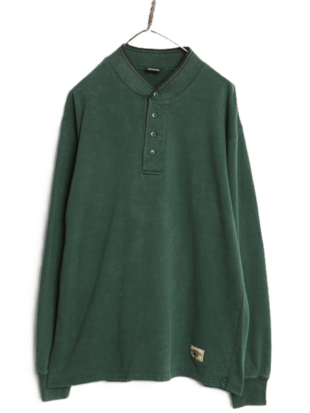 90s ポロ ラルフローレン ヘンリーネック 長袖 Tシャツ メンズ XL / オールド 無地 ロンT ロングスリーブ ヘビーウェイト 大きいサイズ 緑