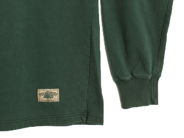 90s ポロ ラルフローレン ヘンリーネック 長袖 Tシャツ メンズ XL / オールド 無地 ロンT ロングスリーブ ヘビーウェイト 大きいサイズ 緑