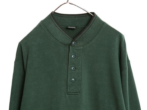 90s ポロ ラルフローレン ヘンリーネック 長袖 Tシャツ メンズ XL / オールド 無地 ロンT ロングスリーブ ヘビーウェイト 大きいサイズ 緑