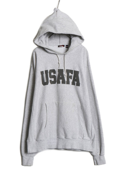 90s ★ USAFA プリント スウェット フード パーカー メンズ XL / ミリタリー 軍物 AIR FORCE リバースウィーブ タイプ 大きいサイズ 裏起毛