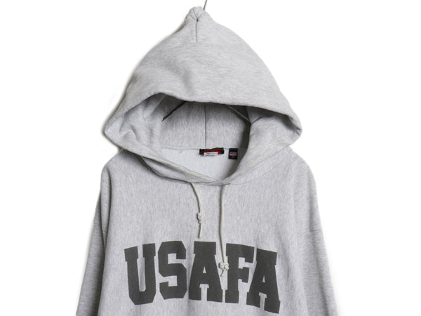 90s ★ USAFA プリント スウェット フード パーカー メンズ XL / ミリタリー 軍物 AIR FORCE リバースウィーブ タイプ 大きいサイズ 裏起毛