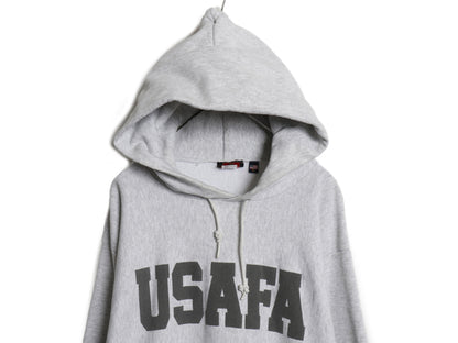 90s ★ USAFA プリント スウェット フード パーカー メンズ XL / ミリタリー 軍物 AIR FORCE リバースウィーブ タイプ 大きいサイズ 裏起毛