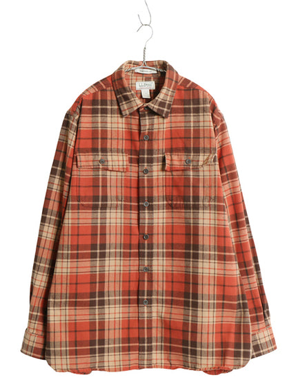 エルエルビーン チェック シャモア クロス 長袖 シャツ メンズ L / ネルシャツ TRADITIONAL FIT ヘビーウェイト ポケット付き マルチカラー