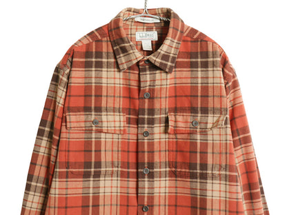 エルエルビーン チェック シャモア クロス 長袖 シャツ メンズ L / ネルシャツ TRADITIONAL FIT ヘビーウェイト ポケット付き マルチカラー
