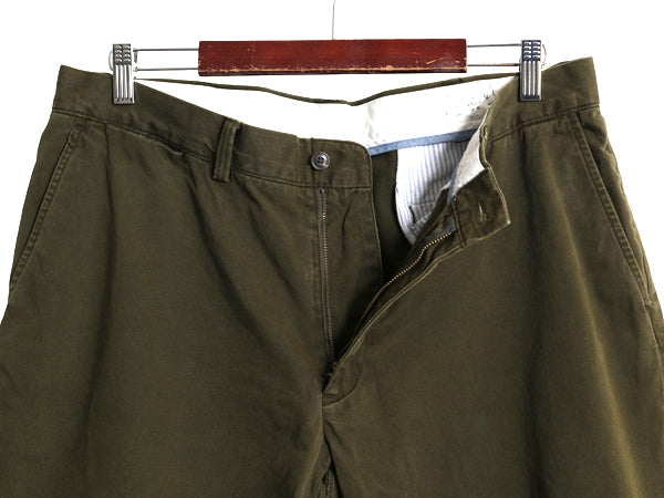ポロ ラルフローレン コットン チノパンツ メンズ 36 32 スラックス チノパン ストレート ノータック アーミー タイプ ワンポイント カーキ