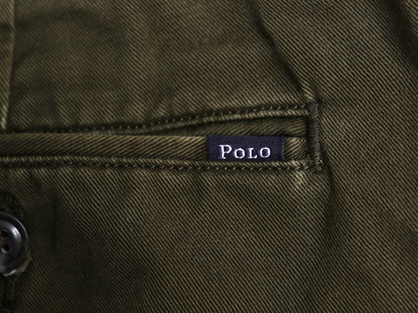 ポロ ラルフローレン コットン チノパンツ メンズ 36 32 スラックス チノパン ストレート ノータック アーミー タイプ ワンポイント カーキ